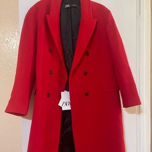 Zara Red Coat Brand New $150 XL